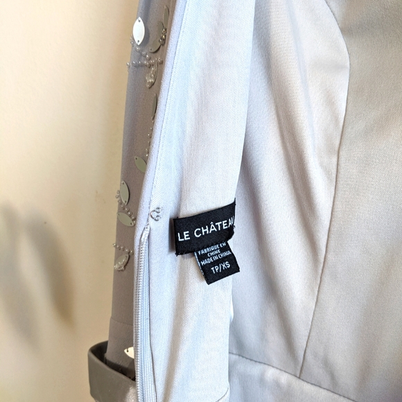 NWOT Le Chateau Silver Beaded Gown - Picture 9 of 13